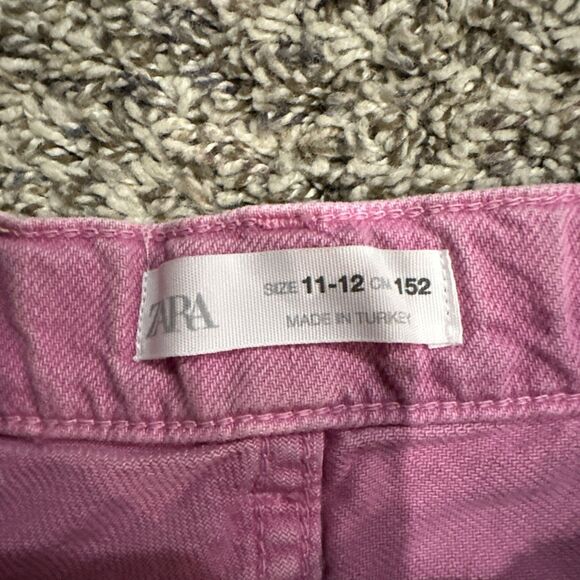 Zara Girls Size 11-12 Years Pink Wide Leg Jeans Button Fly 152 Cm - Picture 3 of 9